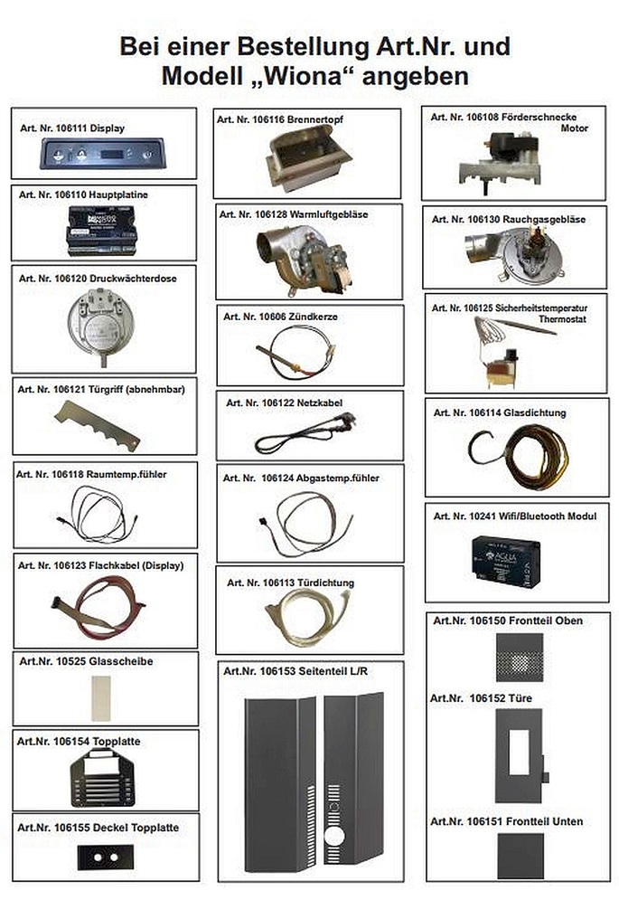 Ersatzteile für Globe Fire Pelletofen Wiona